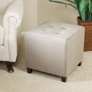 Lincoln Tufted Top Fabric Cube Ottoman Footstool (Black and Sage 