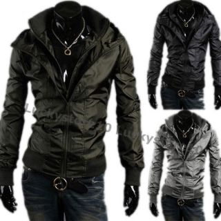 Mens Casual Design Windbreaker Hoodie Zip Up Rain Jackets Coat 3 