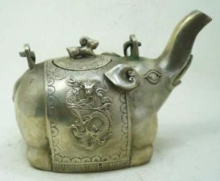 tibetan tibet miao silver totem elephant figure teapot from china