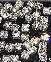 144 pcs SS12 (3mm) sew on A Loose Rhinestone clear crystal Silver Cup 