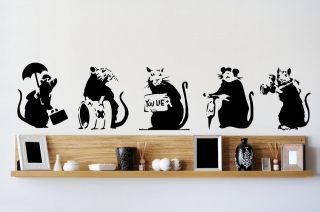 Banksy Graffiti Large Collection Of Rats Vinyl Wall Stickers Classic 