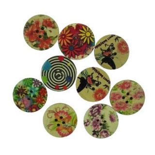 30mm Wood Paint Sewing Cloth Button Charms 100PCS 