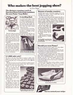   Ad 1977 Who Makes The Best Jogging Shoe PUMA EASY RIDER Don Riggs