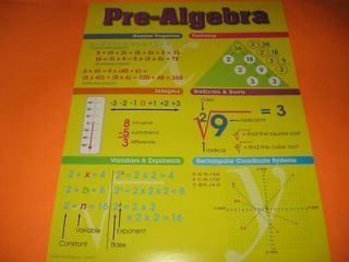 pre algebra pre algebra math poster chart new 