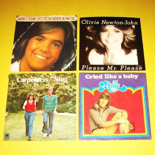 Lot of 4 picture sleeves 45s SHAUN CASSIDY Carpenters BOBBY SHERMAN 
