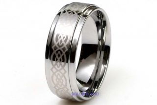 Tungsten Celtic Mens Promise Wedding Band Ring Polished New GIFT SIZE 