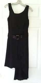 NEW BCBG MAXAZRIA RUNWAY Side Draped Sleeveless Black Dress With Belt 