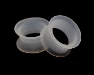 Pair of GHOST White Silicone Tunnels set gauges plugs PICK SIZE CHOOSE 