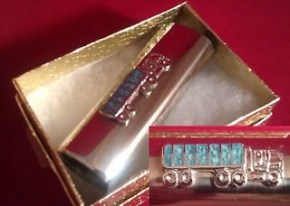 Collectors Bic Lighter Case Silver Turquoi​se18 Wheeler Truck GREAT 