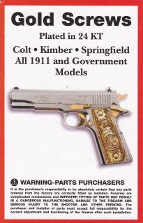   24K gold plated 1911 A1 Screws Colt, Kimber, Springfield Rock Island