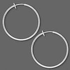 silver plated hoop non pierce spring close clip fake earrings 35mm 