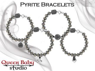 King QUEEN Baby Studios faceted PYRITE bracelet Skull all seeing eye 
