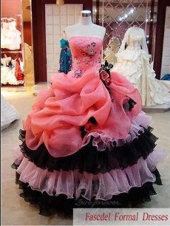New Pink Color Accented Ball Gown Formal Prom Quinceanera Pageant 