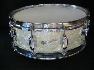 Rogers Wood Dynasonic 14 x 5 Snare. Wh. Marine Pearl. S/N 1444. Used 
