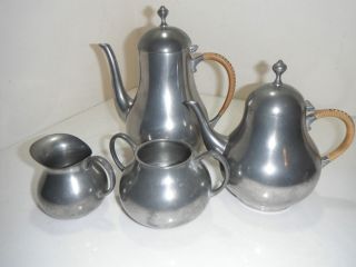 PIECE SET PEWTER TEA/COFFEE POT SET MADE IN HOLLAND COLLECTIBLE