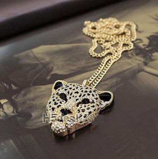 new rhinestone tiger leopard head crystal chain necklace from hong