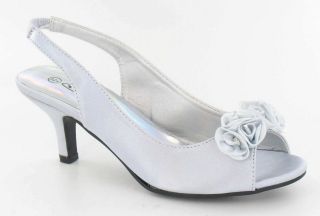 womens silver rose bud peep toe wedding shoes more options