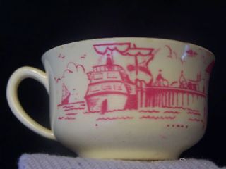 antique plastic tiny toy tea cup COLONIAL New England fisherman Made 