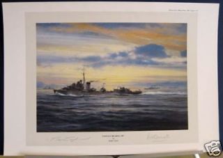   Bearing 190 HMS Kelly Royal Navy U Boat Robert Taylor Signed Naval Art
