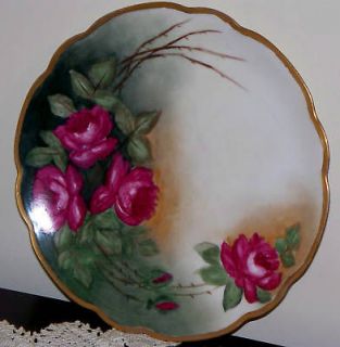 MZ Austria Porcelain Hand Painted Roses Plate 8 1/2 BRANCHES 