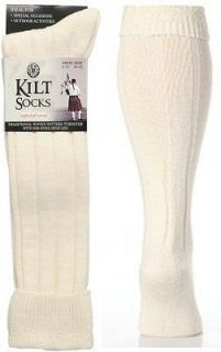 Mens Scottish Wool Blend Hogmany Wedding Kilt Socks Cream 39 45 Eur, 6 