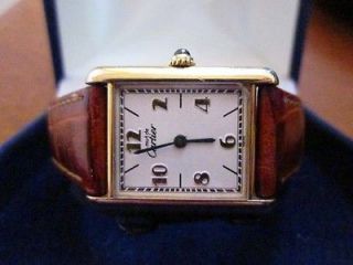 Rare Must Cartier Tank Vermeil 18k GoldT Silver Mens or Ladies Watch 
