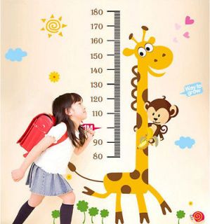 Giraffe Monkey Height Chart Wall Vinly Decal Decor Sticker Removable 