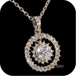 18k rose gold gp genuine SWAROVSKI crystal pendant wedding party lady 