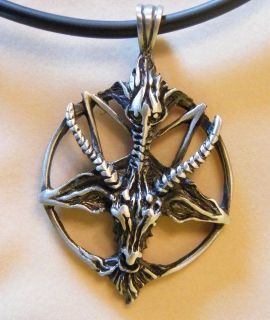 Wicca Goat Inverted Pentagram Star Pagan Pewter Pendant Necklace