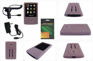 Car Wall Home AC Charger + Pink Soft Skin Case for Samsung YP R0  