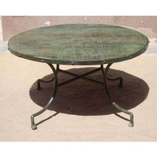   Rustic Round Reclaimed Wood Iron Metal Cocktail Coffee Table NEW