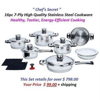 Waterless Cookware 16pc 7 Ply High Quality Heavy Guage Surgical 