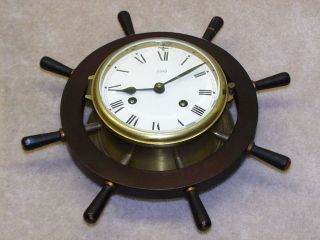 schatz vintage marine ships wheel clock needs work time left