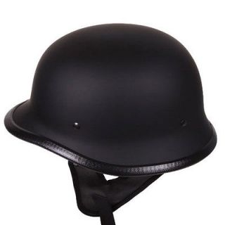 dot approved matte black german cruiser biker half helmet size
