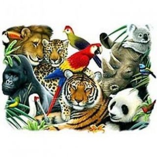 Wildlife T Shirt. Lions, Tigers and Exotic Animals printed on Hanes 