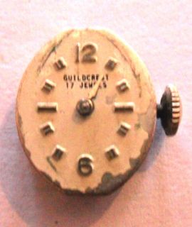 vintage guildcrest 17j unadjusted wrist watch movement 