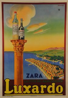 Original Italian Vintage Alcoholic Drink Advertising Poster Luxardo 