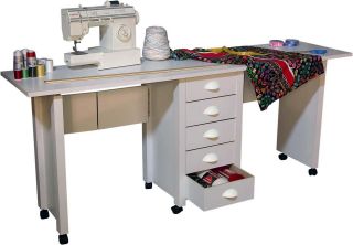   Folding Mobile Desk / wheels Sewing Craft Table Sewing Table   New