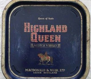 Vintage Highland Queen Scotch Whisky Advertising Whiskey Pub Tray 