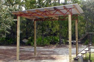 Steel truss simple run in horse shed or mini barn carport package