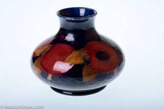 William Moorcroft Squat Shape Vase (Shape No. 32) in Pomegranate Circa 