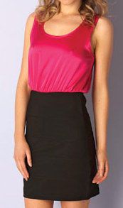 Rare Clothing Dress Black Skirt Pink Top BodyCon Fitted Silky Cheap