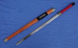   sword Han jian Handmade carbon steel blade Red wood scabbard Wu shu