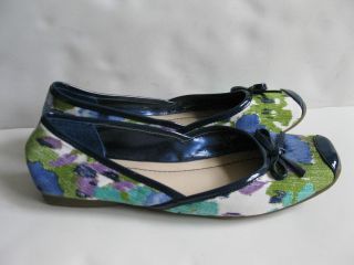 SAM & LIBBY Zees Purple/Blue/Green Fabric Ballet Flat Bow Shoes  Size 