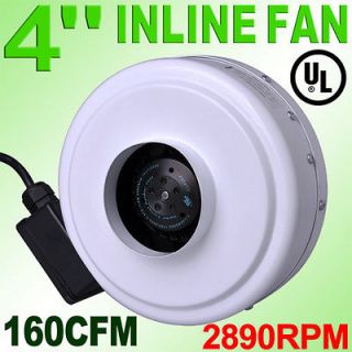 2890RPM 4 Inch Inline Duct Exhaust Fan Air Blower Vent Cooling 