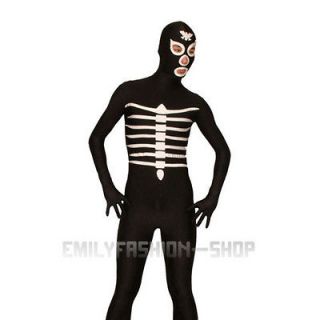 Full Body Skeleton Lycra Spandex Fit Suit Halloween Zentai Party 