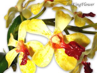 15 yellow vanda artificial silk orchid flower stem plant desk