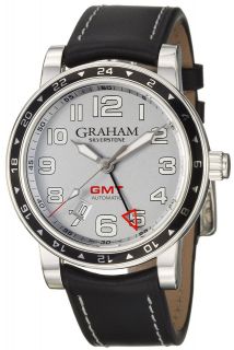Graham Silverstone Time Zone GMT Automatic Mens Strap Watch 2TZAS S01A 