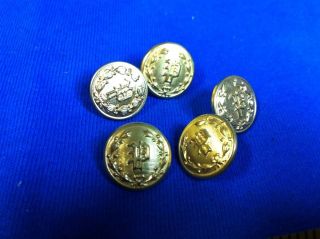 lot of 5 waterbury conn police uniform brass buttons time