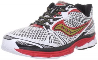 SAUCONY Mens Progrid Guide 5 Athletic Running Shoes [ White / Red 